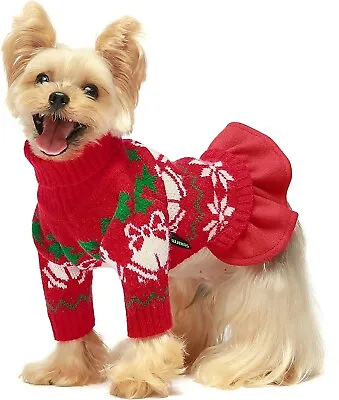 $19.99 • Buy Christmas Turtleneck Dog Sweater Dog Clothes For Small Dogs Girl  Red Medium