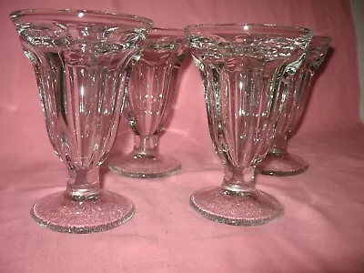 4 Vintage ICE CREAM SUNDAE Fountain GLASSES Tulip 5.75  Parfait Dessert Cups • $14.95