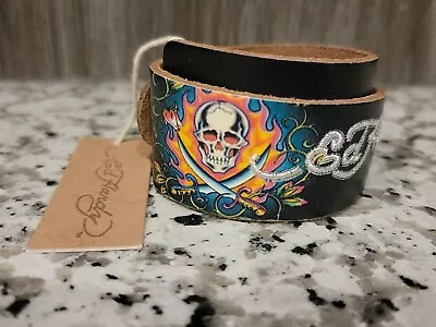 Ed Hardy Leather Skull Adjustable Black Bracelet  • $34.99