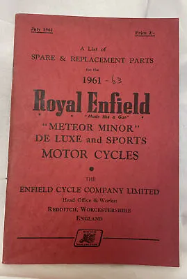 ROYAL ENFIELD Meteor Minor Parts List * New Old Stock * (Ref 3/C) • $31.94