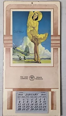 Vintage Complete Calendar 1942 Gil Elvgren Fire Chief Gasoline Texaco - Unused  • $149.95