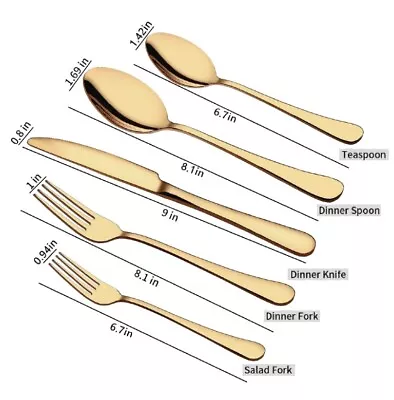 Gold Flatware Set For 8 40-Piece Gold Flatware Set Aisoso Stainless Steel • $45