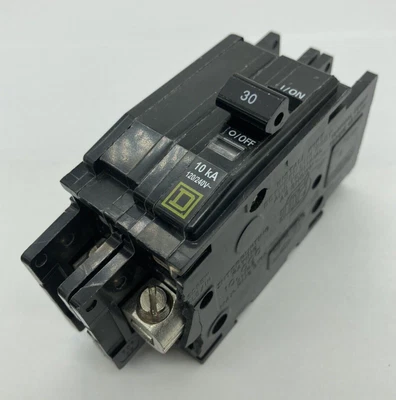 $22.95 • Buy Square D QOU230 2 Pole 30 Amp 120 240V AC QO Tin Rail Feed Through  Breaker CHIP