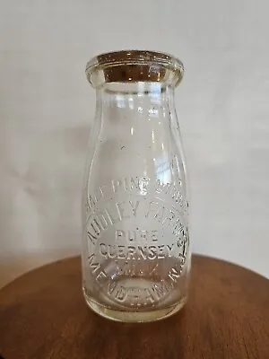 1/2 Half Pint Embossed Milk Bottle NJ New Jersey AUDLEY FARMS Mendham Guernsey • $15