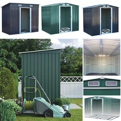 Metal Garden Shed 6x8 8x8 10x8ft Sheds Sliding Door Outdoor Storage FREE BASE • £185.95