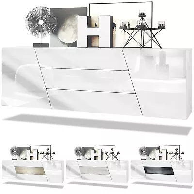 Sideboard Chest Of Drawers Cabinet Houston Hanging White Matt - High Gloss • £554