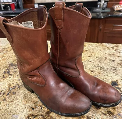 Vintage Double H Mens 11D Leather Brown Boots USED • $25.49