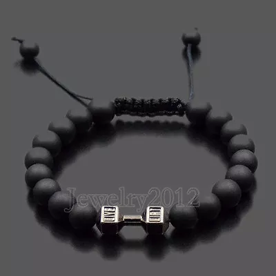 Handmade Men's Women's 8mm Natural Gemstones Macrame Beads Bracelet Adjustable • $9.99