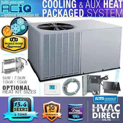 3 Ton 13.4 SEER2 ACiQ Central AC Air Conditioning Package Unit System BYO Kit • $3093.75