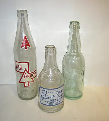 Vintage 1930 / 40s Lot Of 3 Soda Bottles Virginia Dare Red Arrow Goebel Detroit • $24.99