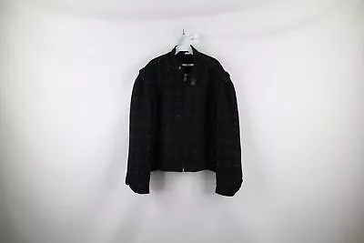 Vtg 90s Streetwear Mens 46 Distressed Fleece Lined Wool Military Bomber Jacket • $53.95