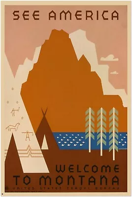 See America - Montana #2  - National Park Service Poster - Vintage Wall Print • $12.99