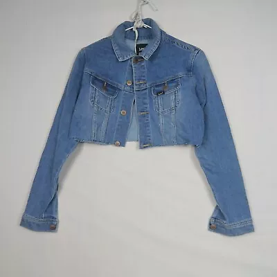 Lee Womens Denim Jacket Size 6(AU) Or XXS Blue Cropped Collared Long Sleeve • $24.99