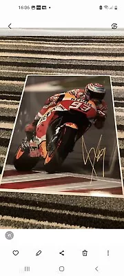 Motogp Signed Marc Marquez Massive 16x12  High Quality Photo Signed In Gold .... • £94.99