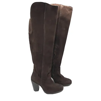 MIA Womens Boots Knee High Block Heel Suede Zipper Brown Size 6 • $21.24