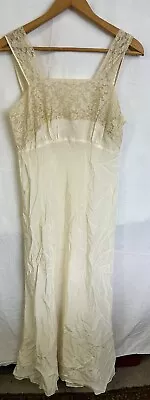 Vintage 1940 Nightgown Silk Satin Lace GLAM Slip Gown RAYON Womens 18 • $27.49