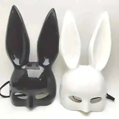 Bunny Girl Glossy Party Dress Up Mask Nightclub Masquerade Black Or White US • $14.95