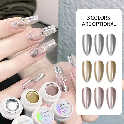 Soak Off UV Gel Painting Nail Gel Polish Silver Mirror Glitter Manicure Gel US • $2.29