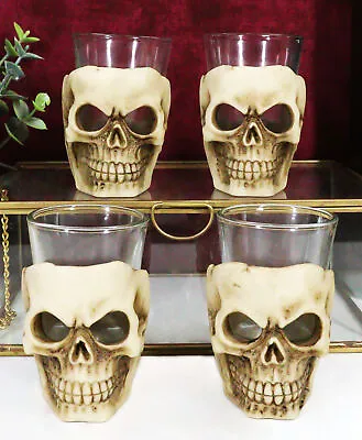 Skull Shot Glass Set Of 4 Shot Glasses Great For Whiskey Vodka Tequila Or Scotch • $21.99