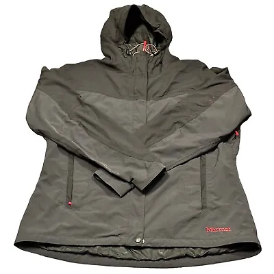 Marmot Rain Jacket Mens XL Black Full Zip Hidden Hood Pit Zip Breathable Fabric • $59.99