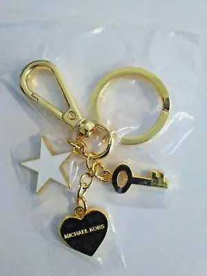 MICHAEL KORS Gold-Tone Key Chain Heart White Star Key NEW • $17.95