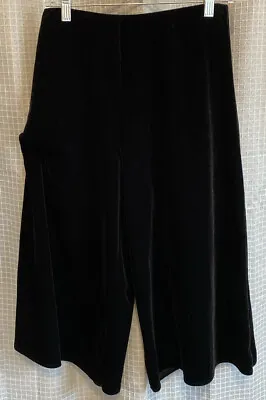 Vintage 90's Pantology Black Velvet Wide Leg Palazzo Pants Cocktail Goth Sz M Sk • $13.99