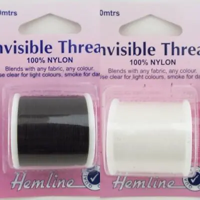 Hemline Invisible Thread 200m Smoke Clear Nylon Blends In Fabric BUY 1 2 Pks 886 • £6.25