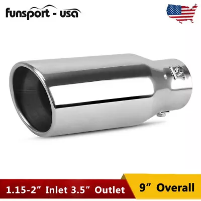 Adjustable 1.15 -2  Inch Inlet Exhaust Tip 3.5  Outlet 9  Long Stainless Steel • $19.80