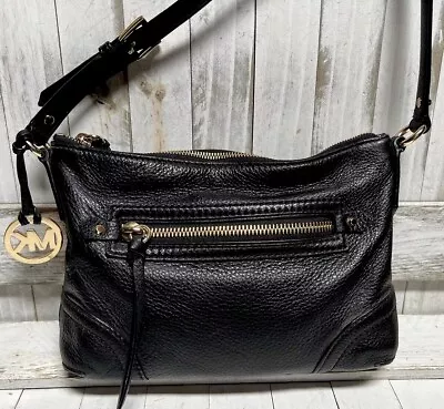 Michael Kors RHEA Black Leather Shoulder Bag Handbag Purse Hobo • $0.99