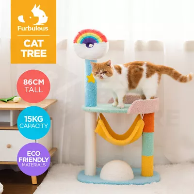 Furbulous 86cm Rainbow Style Cat Tree Tower Condo Scratcher Scratching Post • $49.95