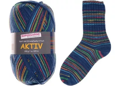 Supergarne Aktiv Sock Yarn 4-ply Superwash 100g/459yd Melody 4326 • $13.95