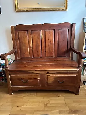 Antique Bench Settle With Drawers - A Handsome Piece - Likely Georgian - Oak • £250