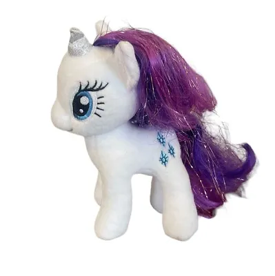 TY My Little Pony Sparkle Rarity 7 Plush Unicorn White Purple Stuffed Toy Animal • $6.74