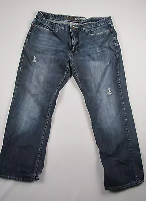 Urban Up Jeans Mens 36x30 Loose Fit Boot Cut Blue Denim Pants Distressed • $28