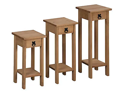 Corona Set Of 3 Plant Stands Hallway Tables Mexican Pine By Mercers Furniture®  • £59.99