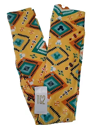 New LuLaRoe TC2 Disney Mickey Mouse Yellow Green Aztec Leggings • $12