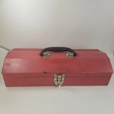 Vintage Red Metal Dome Camber Top Tool Box • $37.99