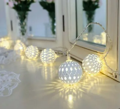 £12.99 • Buy 1.5m Battery Power Indoor Moroccan Globe Lantern LED Fairy String Wire Lights