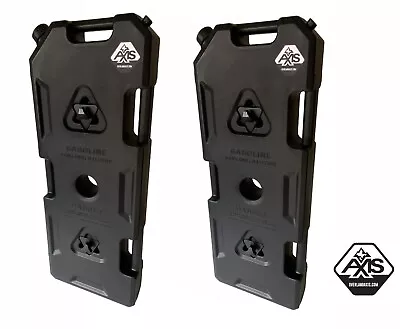 SET OF TWO -  BLACK 5 Gallon Jerry Gas Cans With Mounts For OVERLAND OFF ROAD • $237.95