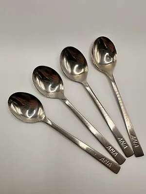 VINTAGE Teaspoon Silverware ANA AIRLINES Flight Teaspoons COFFEE Set Of 4 • $8.51