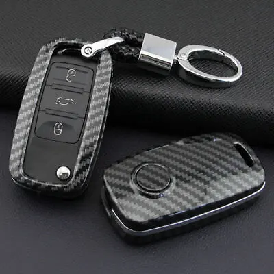 $10.99 • Buy For VW Golf GTI R32 Passat Polo Carbon Fiber Key Fob Case Cover Keychain