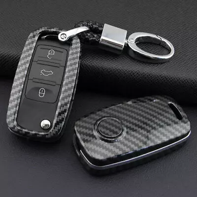 For VW Golf GTI R32 Passat Polo Carbon Fiber Key Fob Case Cover Keychain • $10.44