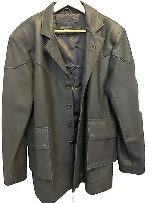 Men’s Distressed Leather Blazer Size 44R • $75