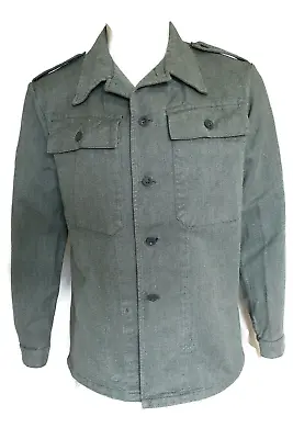 Vintage Spilag Gray Thick Denim Military Epaulets Shirt Jacket 48 • $39.75