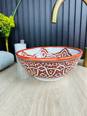 Moroccan Red Bathroom Vessel Sink Washbasin Sink Handcrafted Artisan Sink • $190