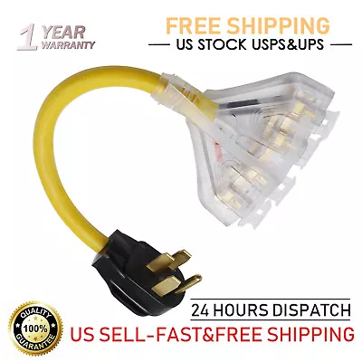 50A To 110 Adapter Cord 14-50P RV/Geneator Plug To 4X 5-15/20R 20 Amp 1.5 FT US • $24.20