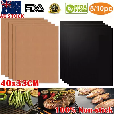5/10Pcs Reusable BBQ Grill Mat Bake Cooking Sheet Non-Stick Barbecue Pad Party • $9.59
