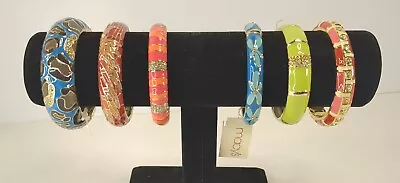 Nordstrom Sequin & Macy's Hinged Enamel Bangle Bracelets Lot Of 6 Bracelets • $47.99