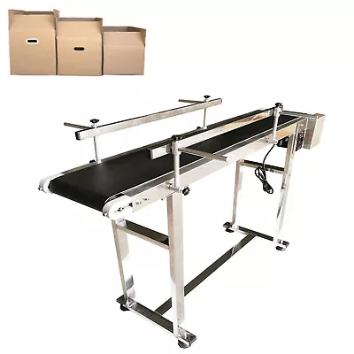 47 L*8 W PVC Belt Conveyor With Double Guardrails 110V Adjust Speed Stainless • $359.08