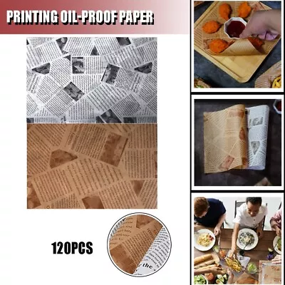 £6.67 • Buy Newspaper Print Oil Proof Food Wrapping Paper For Sandwich Fries Bread